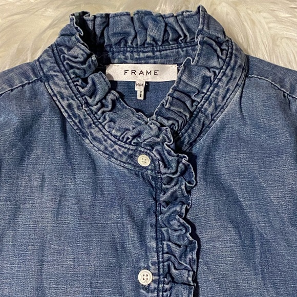 Frame Chambray Ruffle Shirt - Picture 12 of 14